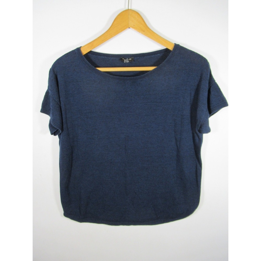 Talbots Petites Lightweight Sweater PL Blue Short Sleeve Pullover